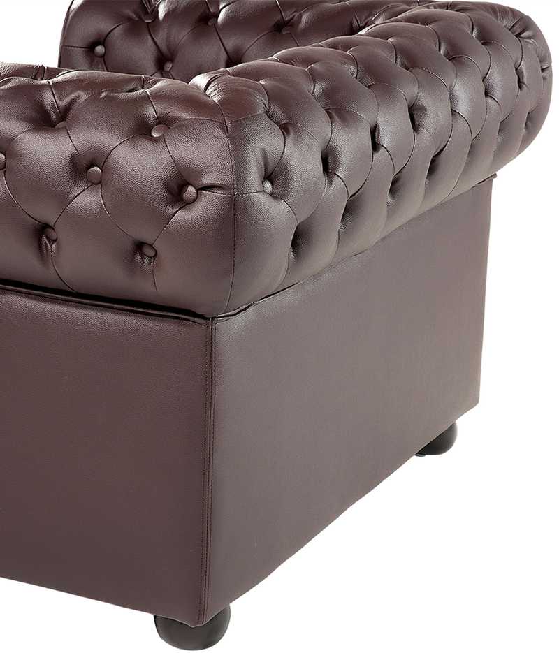 Fotelis Beliani Krėslas CHESTERFIELD Tikra oda Rudas
