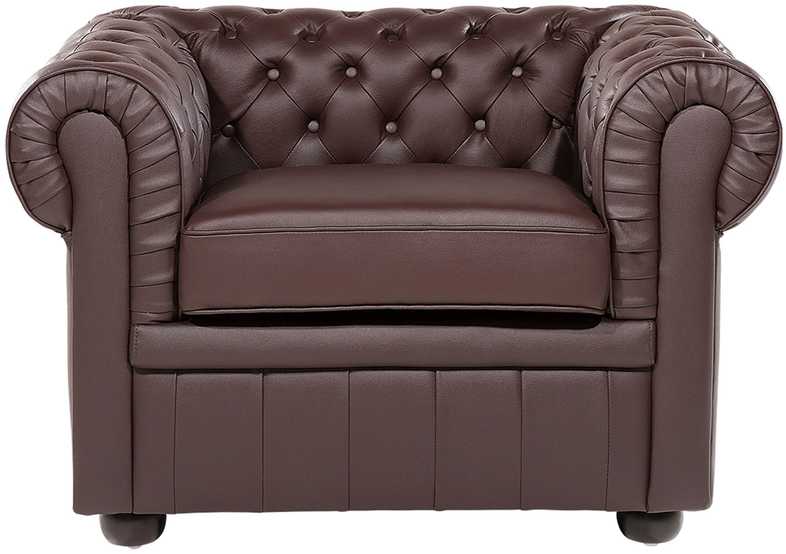 Fotelis Beliani Krėslas CHESTERFIELD Tikra oda Rudas