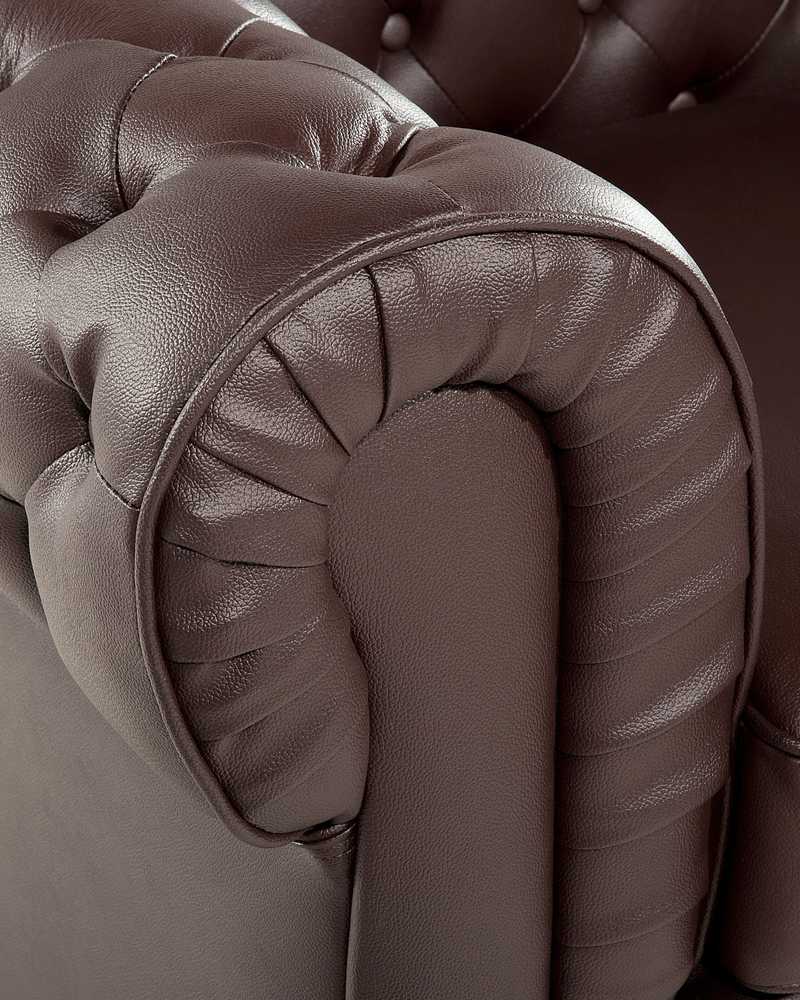 Fotelis Beliani Krėslas CHESTERFIELD Tikra oda Rudas