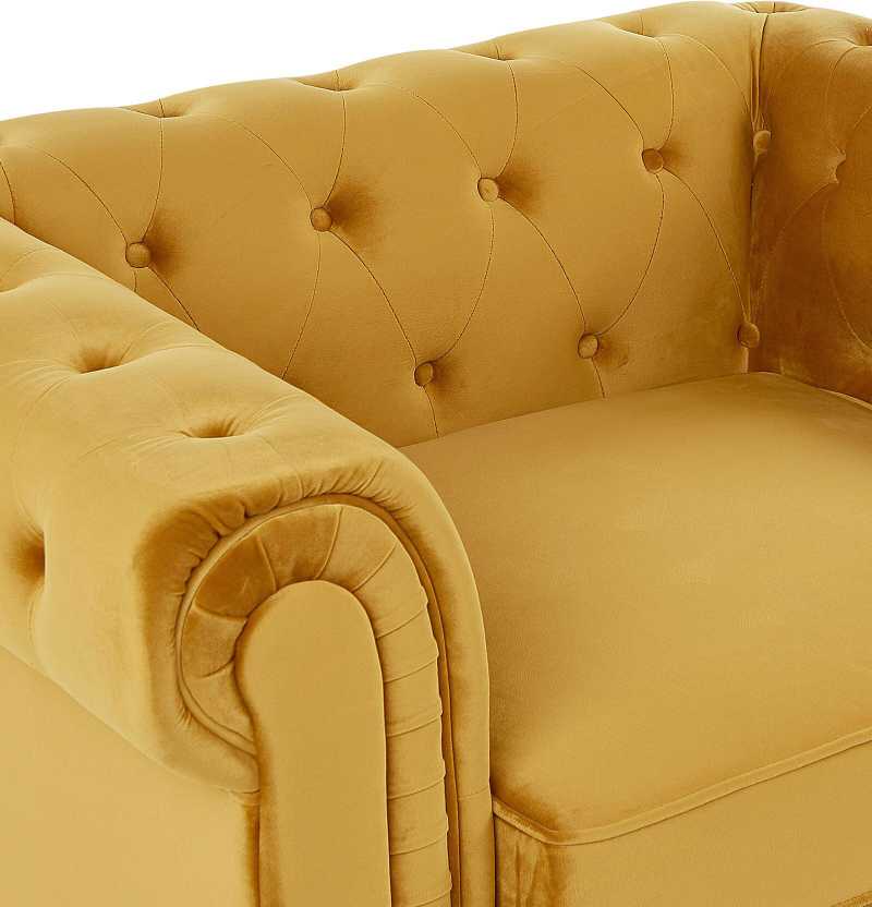 Fotelis Beliani Fotel CHESTERFIELD aksominis auksinis