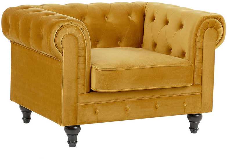Fotelis Beliani Fotel CHESTERFIELD aksominis auksinis