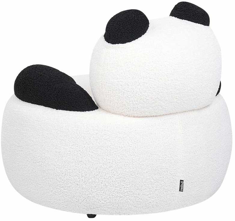 Beliani Vaikiškas fotelis Panda VIBY Boucle baltos spalvos