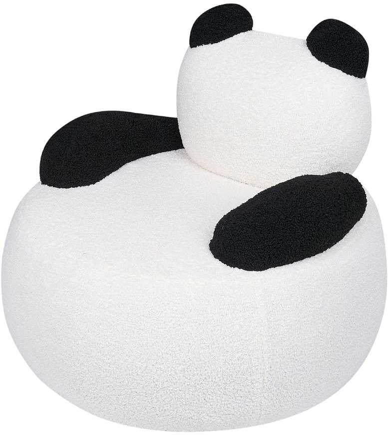 Beliani Vaikiškas fotelis Panda VIBY Boucle baltos spalvos