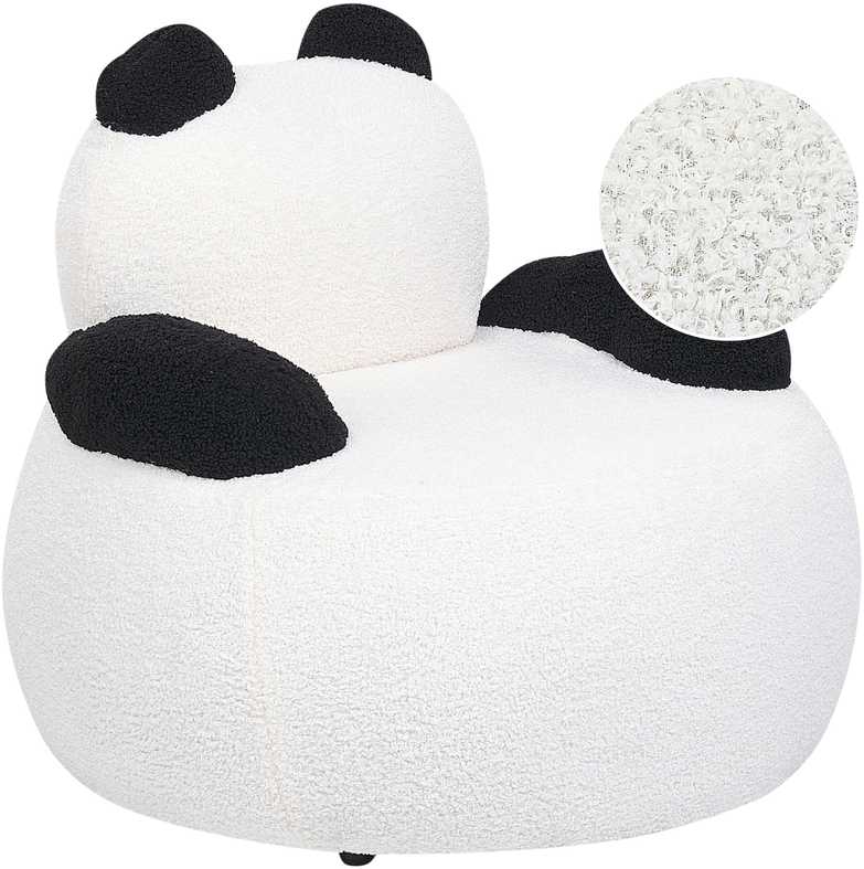 Beliani Vaikiškas fotelis Panda VIBY Boucle baltos spalvos