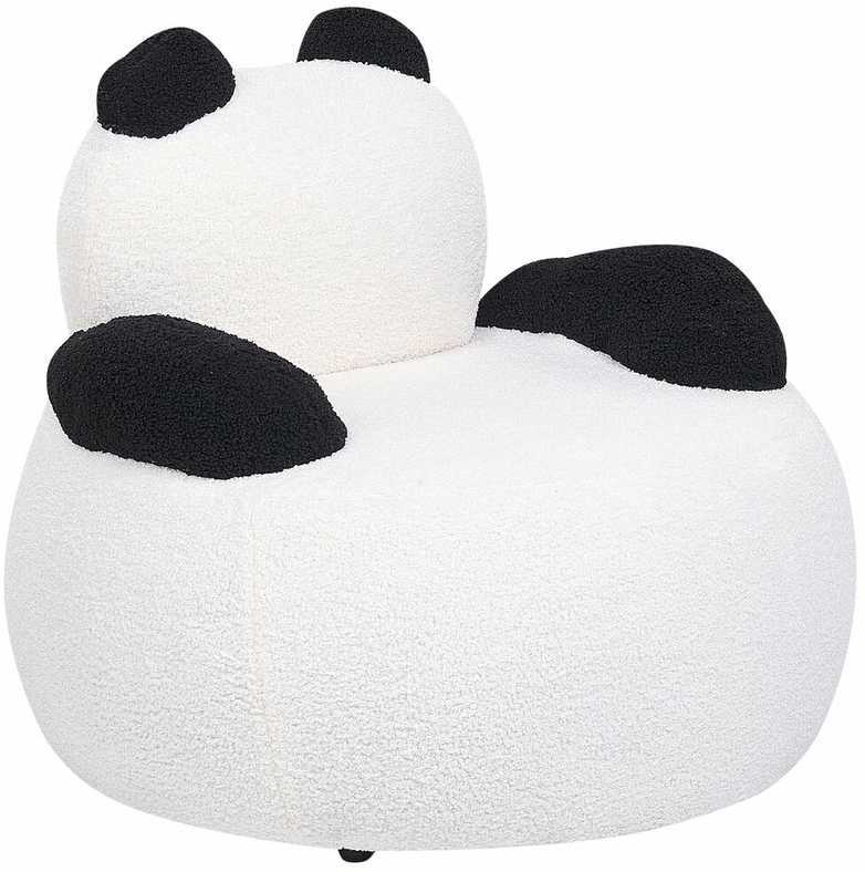 Beliani Vaikiškas fotelis Panda VIBY Boucle baltos spalvos