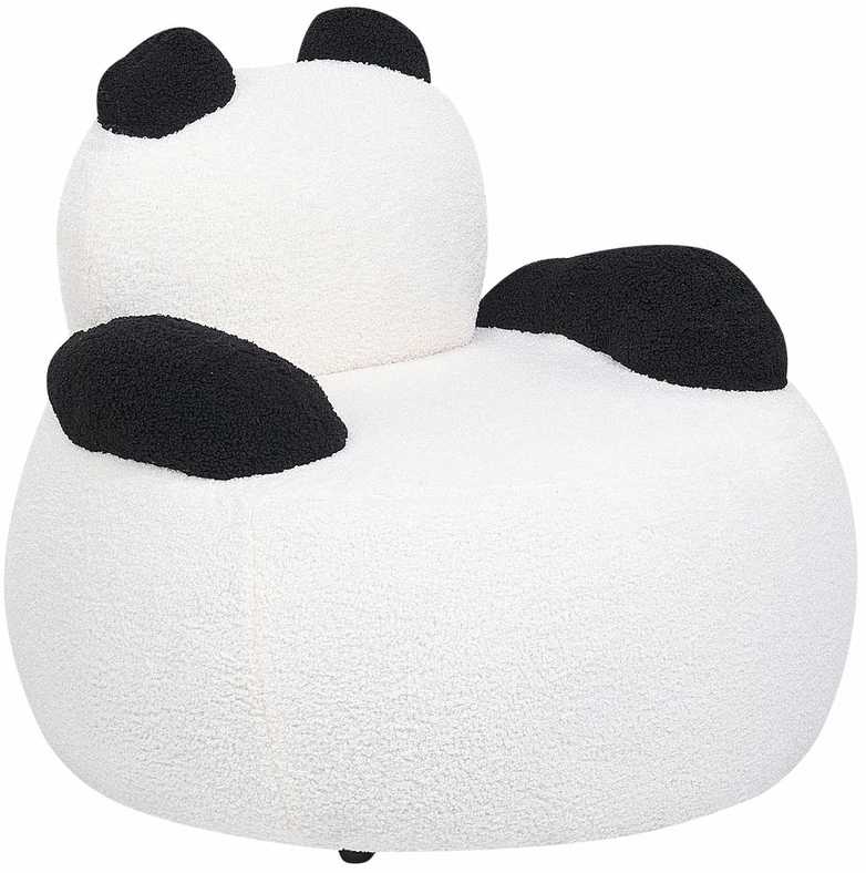 Beliani Vaikiškas fotelis Panda VIBY Boucle baltos spalvos