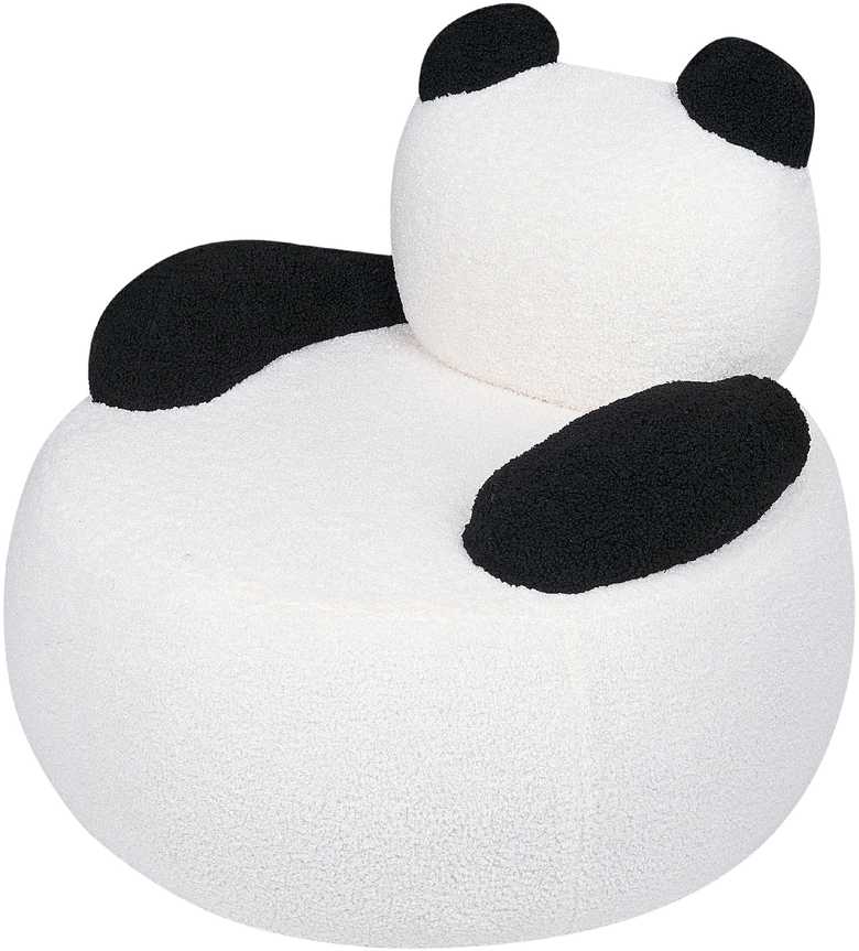 Beliani Vaikiškas fotelis Panda VIBY Boucle baltos spalvos