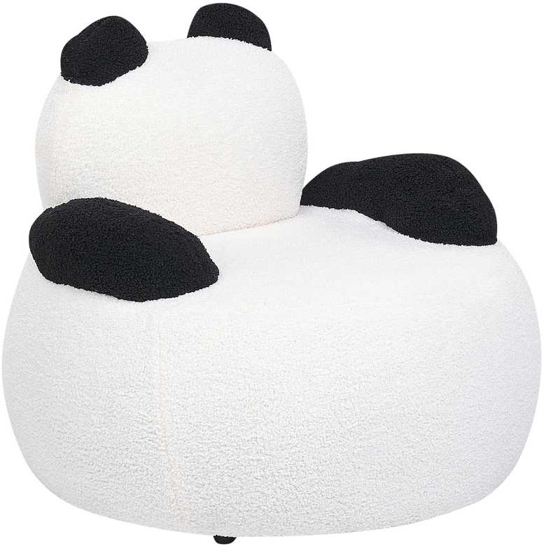 Beliani Vaikiškas fotelis Panda VIBY Boucle baltos spalvos