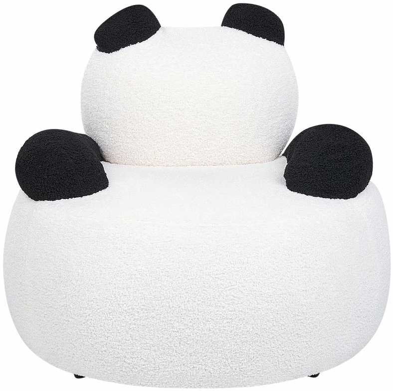 Beliani Vaikiškas fotelis Panda VIBY Boucle baltos spalvos