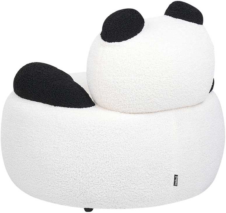 Beliani Vaikiškas fotelis Panda VIBY Boucle baltos spalvos