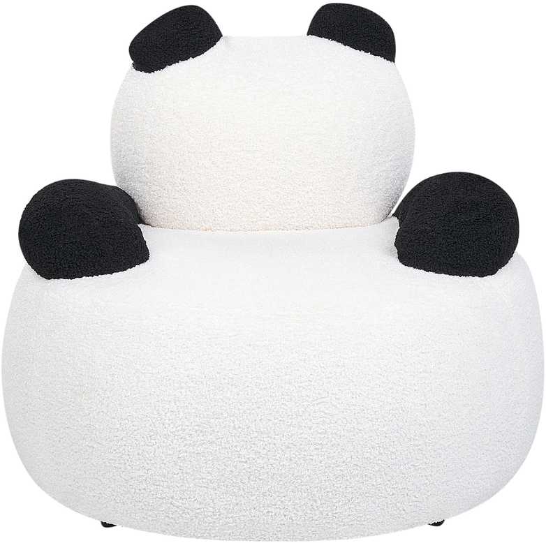 Beliani Vaikiškas fotelis Panda VIBY Boucle baltos spalvos