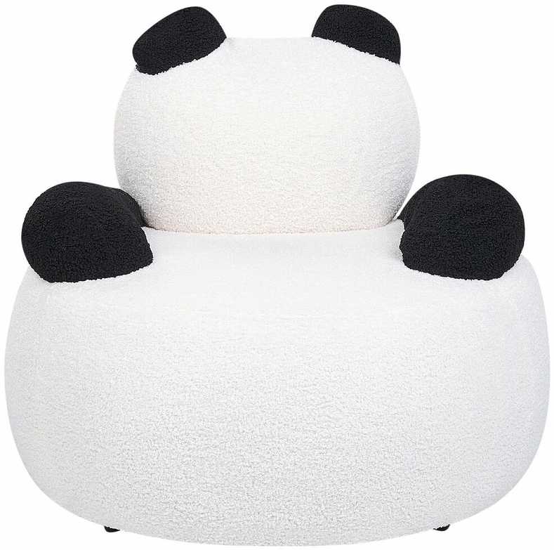 Beliani Vaikiškas fotelis Panda VIBY Boucle baltos spalvos