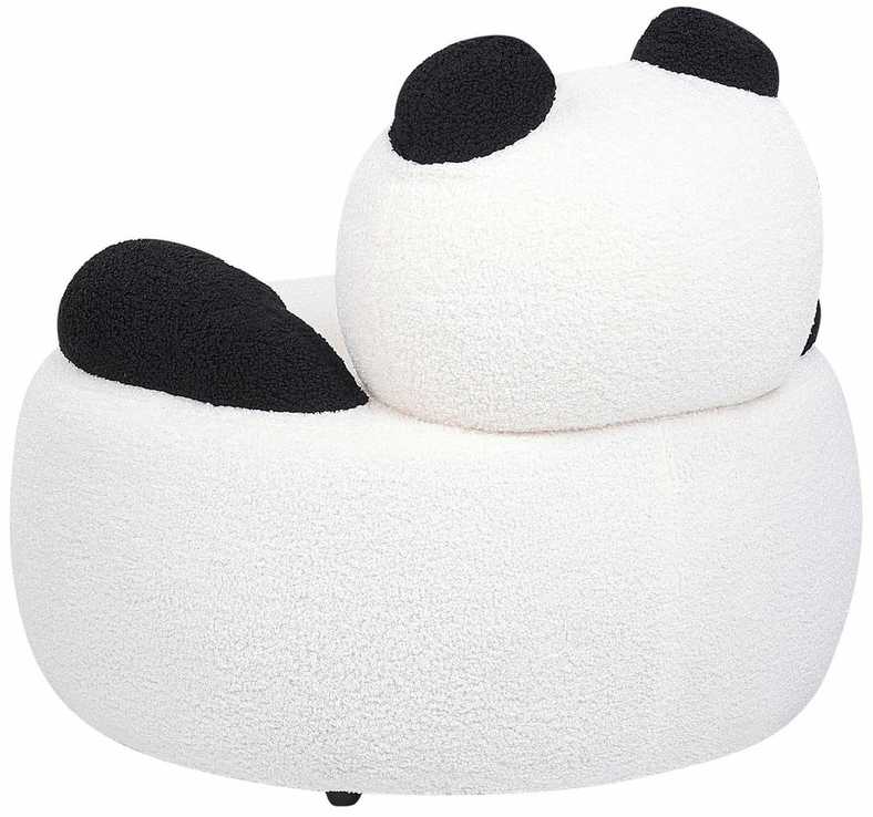 Beliani Vaikiškas fotelis Panda VIBY Boucle baltos spalvos