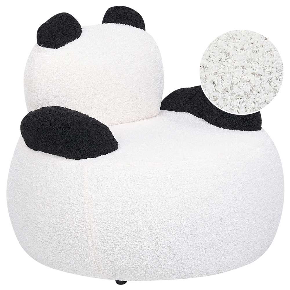 Beliani Vaikiškas fotelis Panda VIBY Boucle baltos spalvos