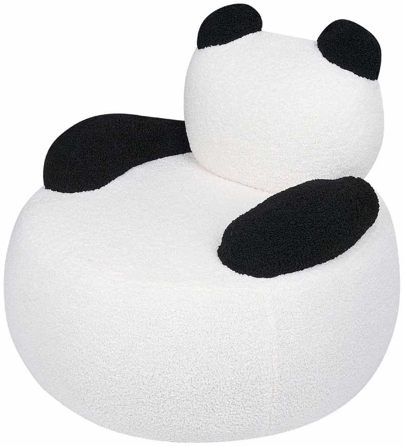 Beliani Vaikiškas fotelis Panda VIBY Boucle baltos spalvos