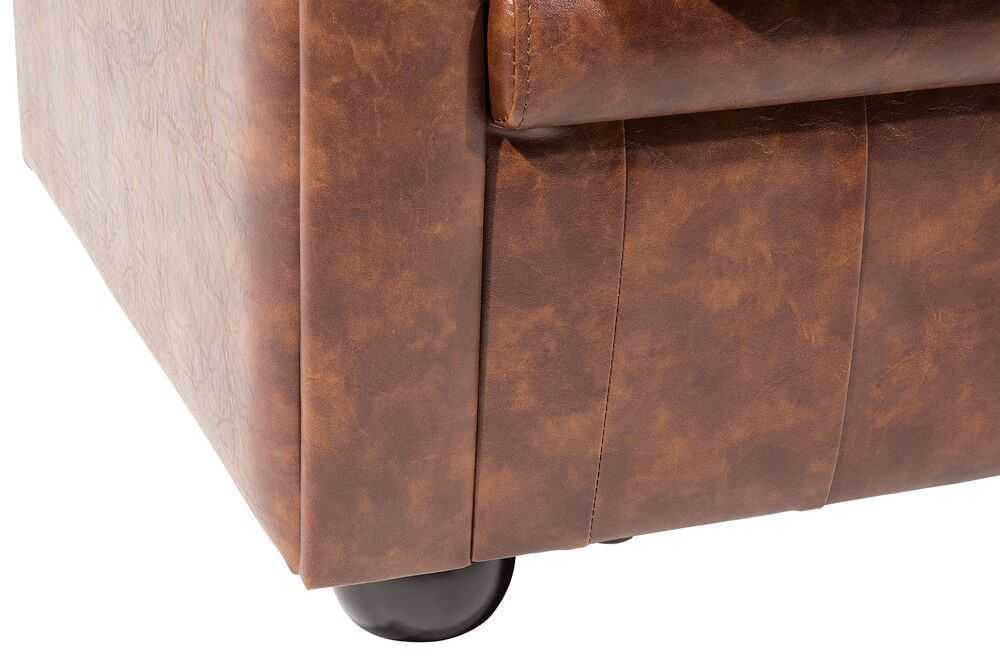 Beliani CHESTERFIELD fotelis iš dirbtinės odos, aukso rudos spalvos