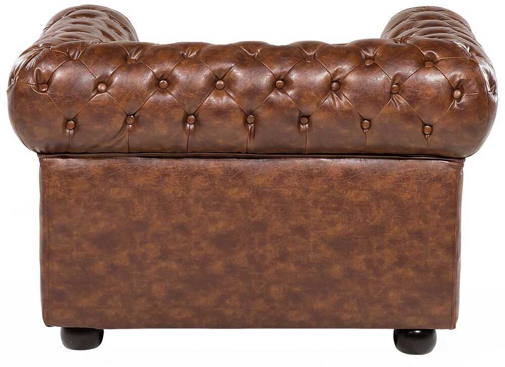 Beliani CHESTERFIELD fotelis iš dirbtinės odos, aukso rudos spalvos