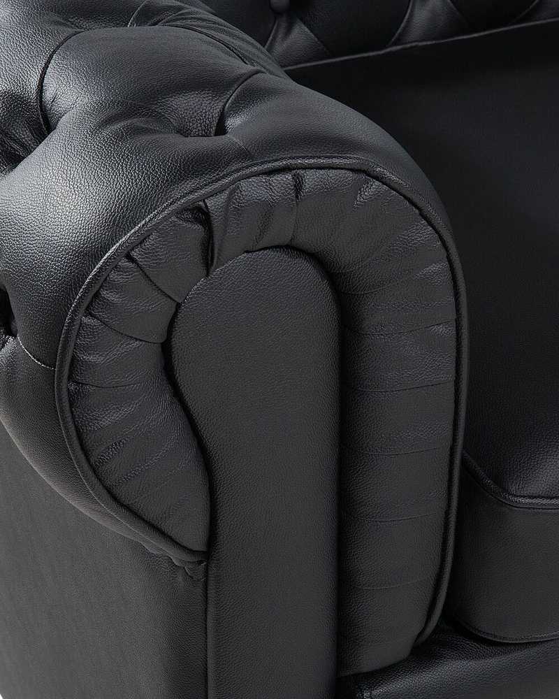 Beliani CHESTERFIELD fotelis iš natūralios odos, juodas