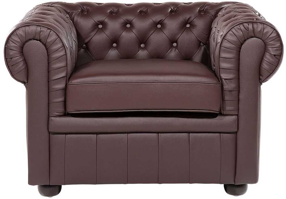 Fotelis Beliani Krėslas CHESTERFIELD Tikra oda Rudas