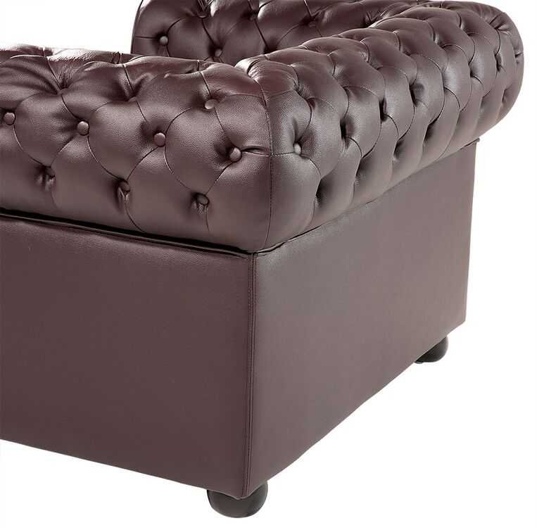 Fotelis Beliani Krėslas CHESTERFIELD Tikra oda Rudas