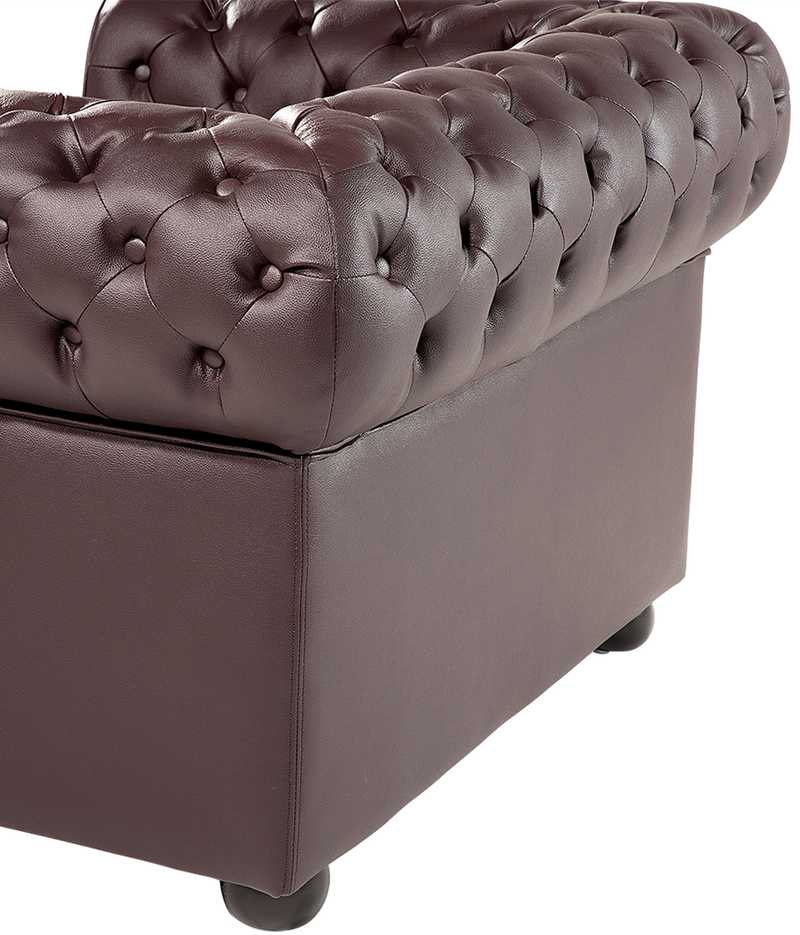 Fotelis Beliani Krėslas CHESTERFIELD Tikra oda Rudas