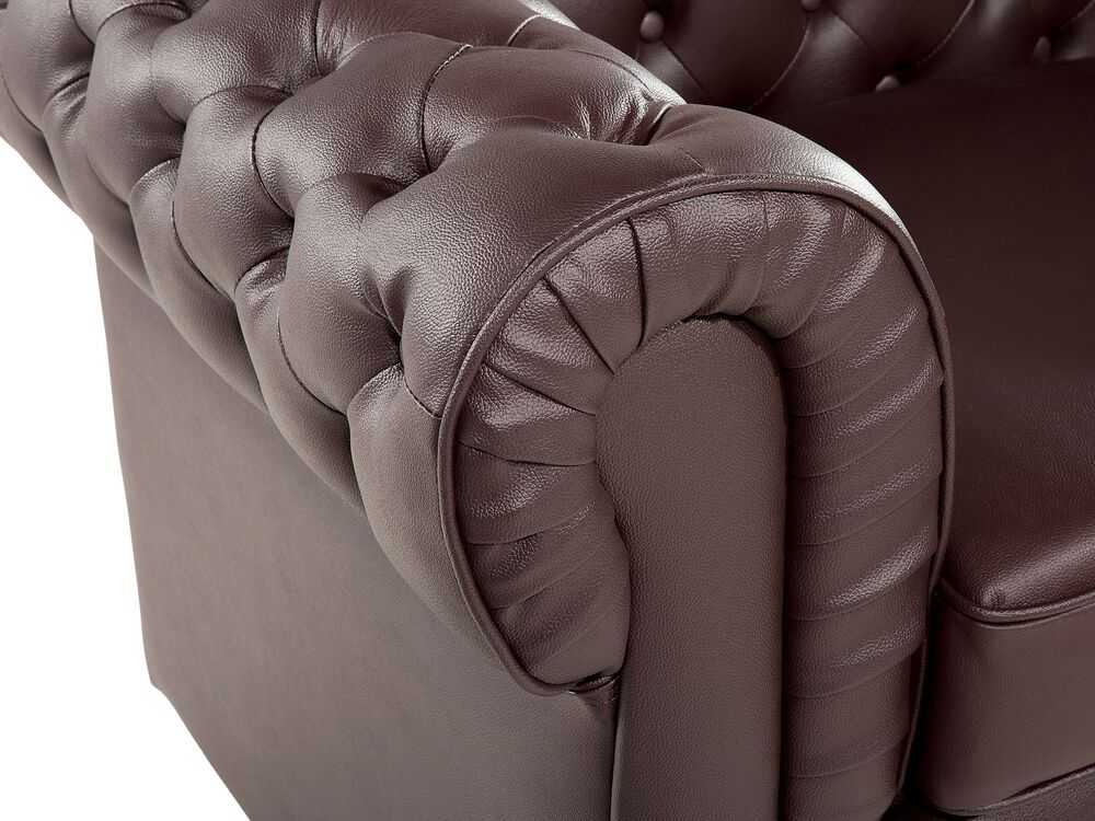 Fotelis Beliani Krėslas CHESTERFIELD Tikra oda Rudas