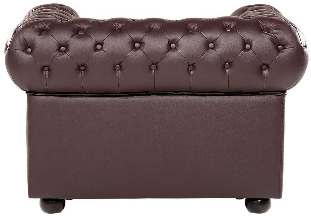 Fotelis Beliani Krėslas CHESTERFIELD Tikra oda Rudas