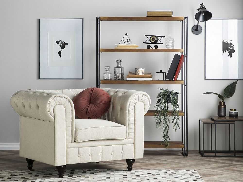 Beliani CHESTERFIELD fotelis, smėlio spalvos