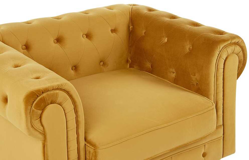 Fotelis Beliani Fotel CHESTERFIELD aksominis auksinis