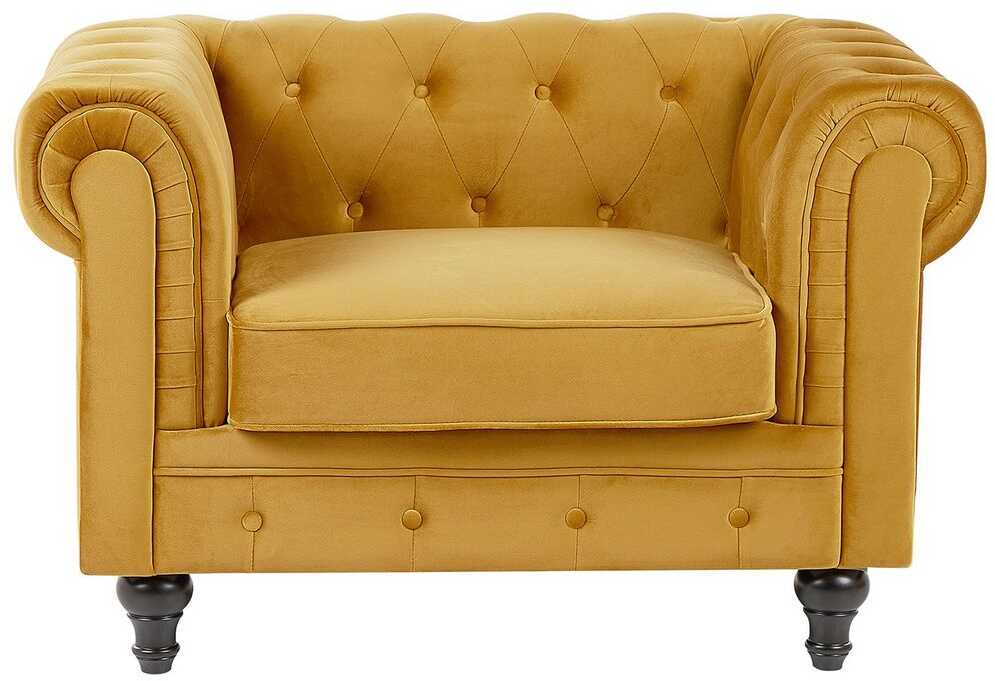 Fotelis Beliani Fotel CHESTERFIELD aksominis auksinis