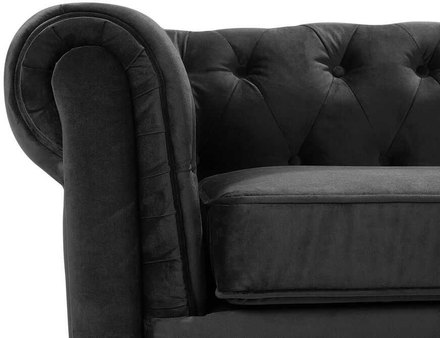 Beliani CHESTERFIELD fotelis, veliūras, juodas