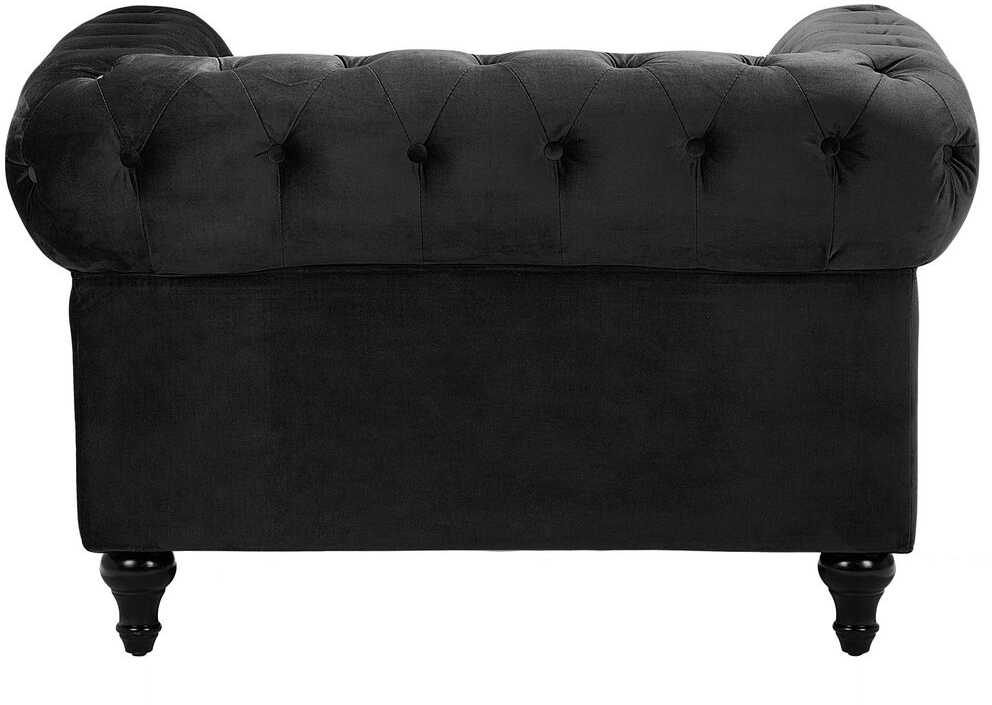 Beliani CHESTERFIELD fotelis, veliūras, juodas