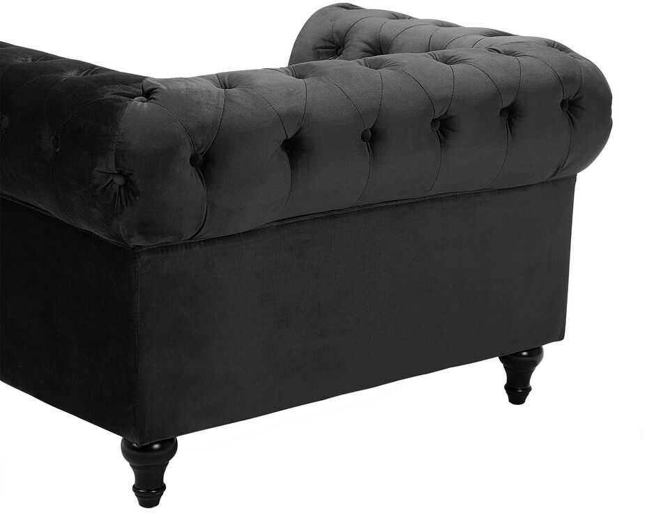 Beliani CHESTERFIELD fotelis, veliūras, juodas