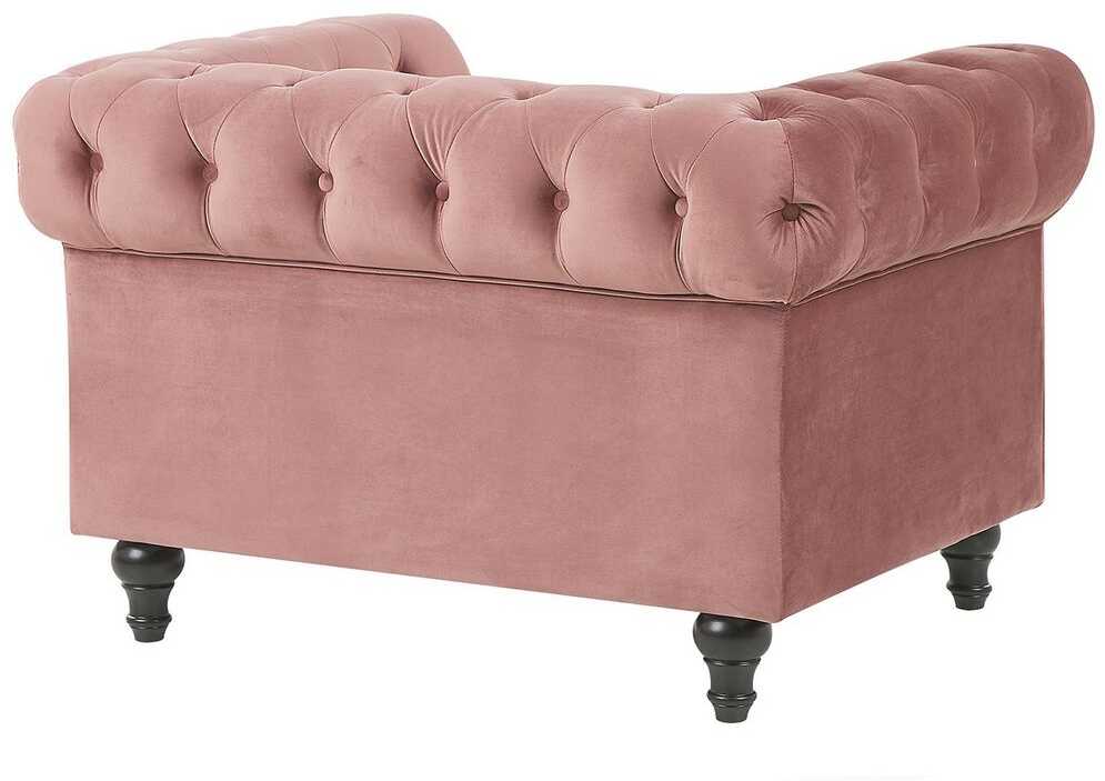 Fotelis Beliani Fotelė CHESTERFIELD veliūrinė rožinė