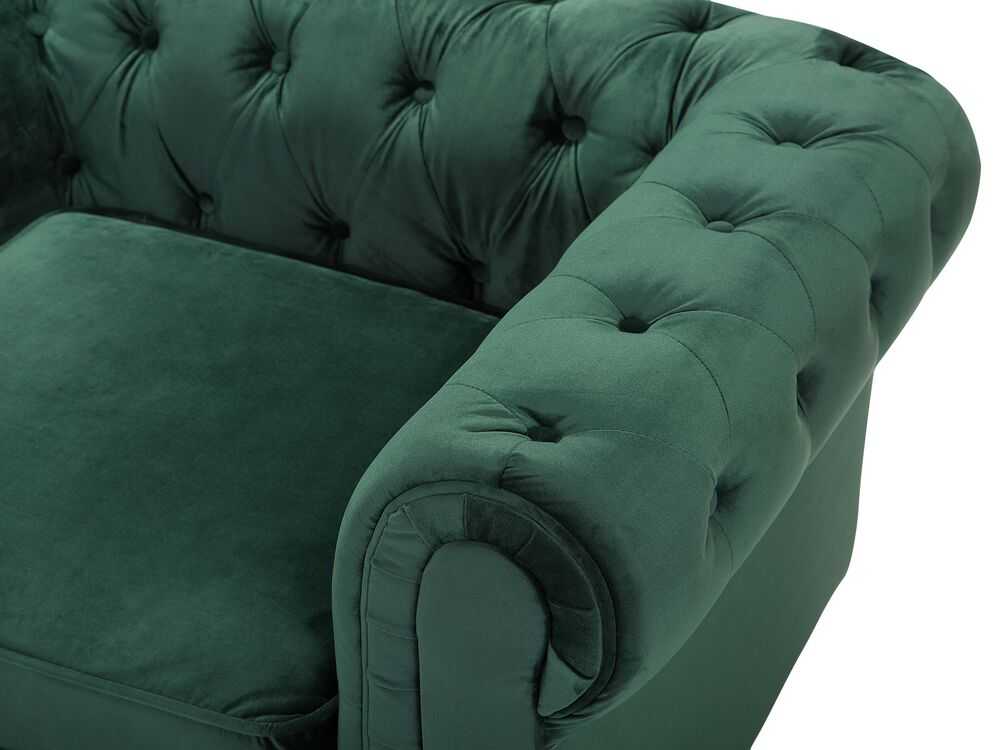 Fotelis Beliani Fotelė CHESTERFIELD veliūrinė, smaragdinė