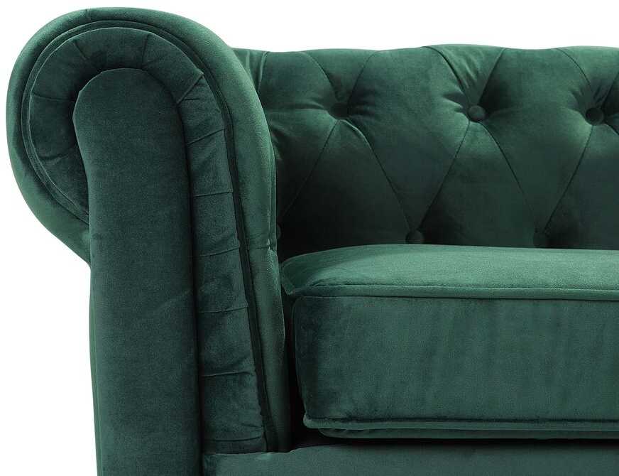 Fotelis Beliani Fotelė CHESTERFIELD veliūrinė, smaragdinė