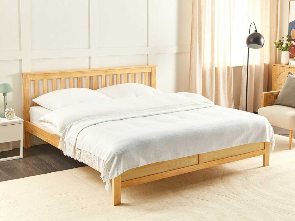 Beliani Koc AMPARA Medvilnė 200 x 220 cm Złamana biel