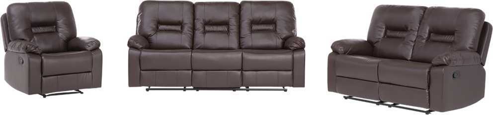 Sofa Beliani Poilsio baldų komplektas su mechanine relaksacijos funkcija 6 asmenims BERGEN eko oda rudas