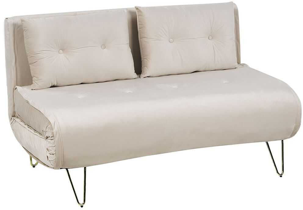 Sofa Beliani 3 vietų poilsio komplektas VESTFOLD, veliūrinis, smėlio spalvos
