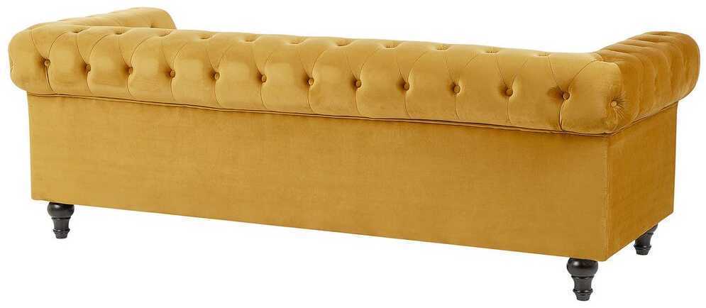 Sofa Beliani 4 vietų poilsio komplektas CHESTERFIELD, veliūras, auksinis