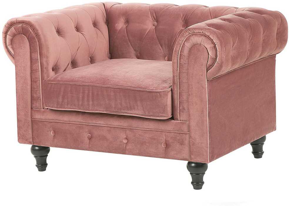 Sofa Beliani Poilsio komplektas 4 asmenims CHESTERFIELD veliūrinis rožinis