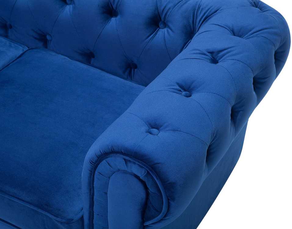 Sofa Beliani Poilsio baldų komplektas 4 asmenims CHESTERFIELD, veliūras, tamsiai mėlynas