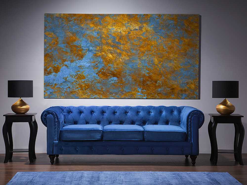 Sofa Beliani Poilsio baldų komplektas 4 asmenims CHESTERFIELD, veliūras, tamsiai mėlynas