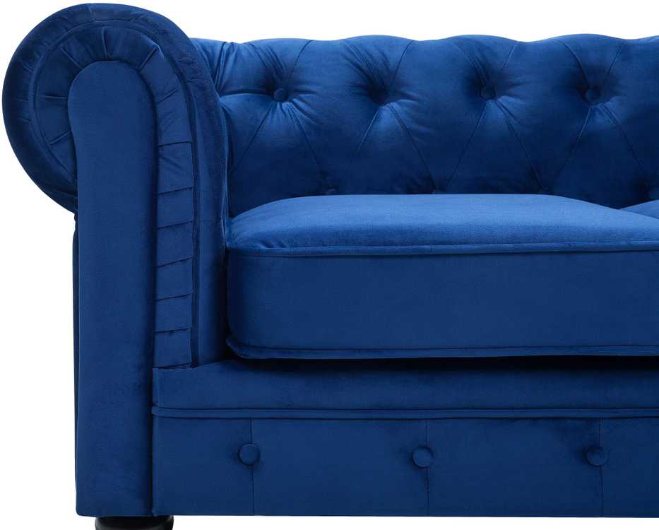 Sofa Beliani Poilsio baldų komplektas 4 asmenims CHESTERFIELD, veliūras, tamsiai mėlynas