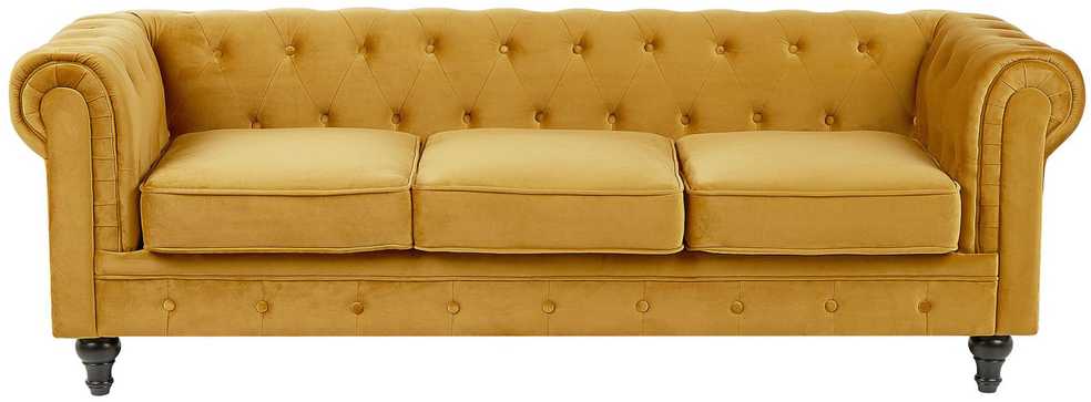 Sofa Beliani 4 vietų poilsio komplektas CHESTERFIELD, veliūras, auksinis