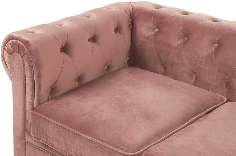 Sofa Beliani Poilsio komplektas 4 asmenims CHESTERFIELD veliūrinis rožinis