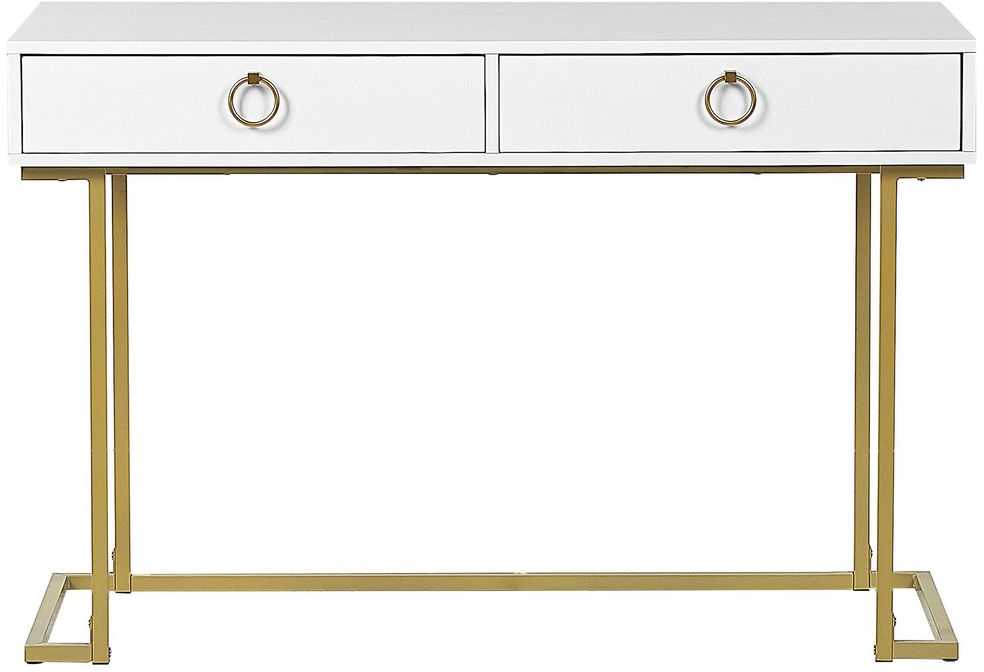 Beliani Konsolė WESTPORT balta/auksinė 115 cm 50 cm su stalčiais