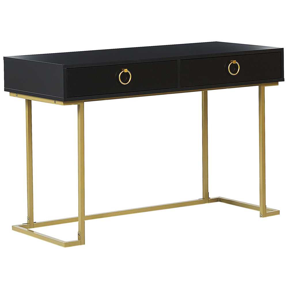 Beliani Konsolė WESTPORT juoda/auksinė 115 cm 50 cm su stalčiais