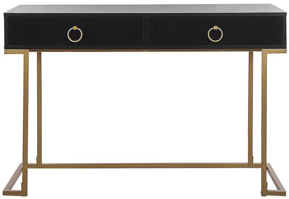 Beliani Konsolė WESTPORT juoda/auksinė 115 cm 50 cm su stalčiais