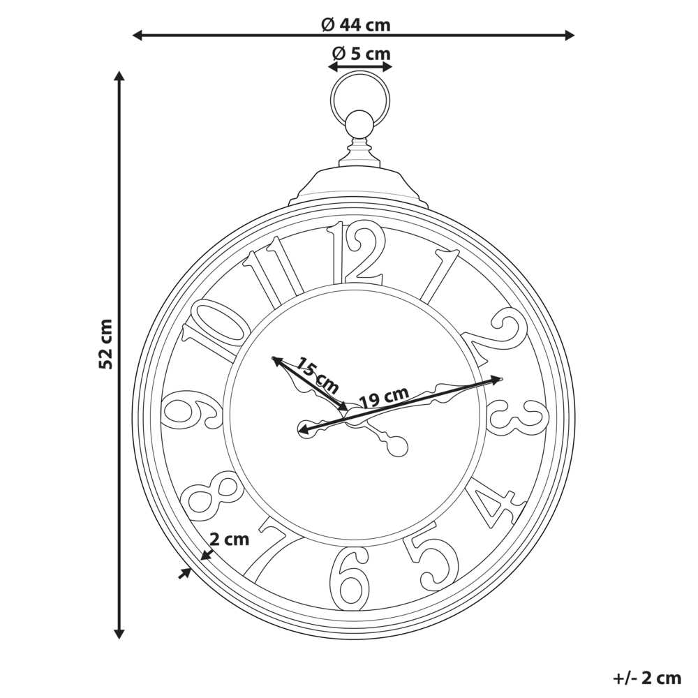 Beliani Sieninis laikrodis ALLOZA 44 cm juodas